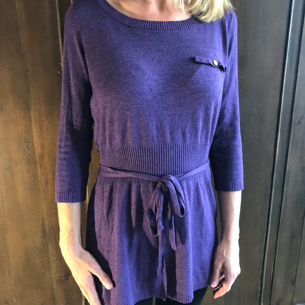 RED - Purple, Belted, Light Sweater (Size S)